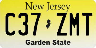 NJ license plate C37ZMT