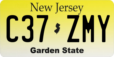 NJ license plate C37ZMY