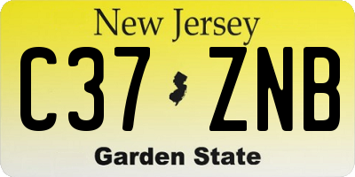 NJ license plate C37ZNB