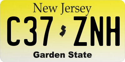 NJ license plate C37ZNH