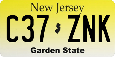 NJ license plate C37ZNK