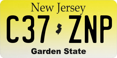 NJ license plate C37ZNP
