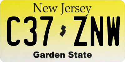 NJ license plate C37ZNW