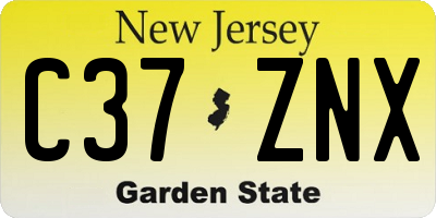 NJ license plate C37ZNX