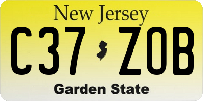 NJ license plate C37ZOB