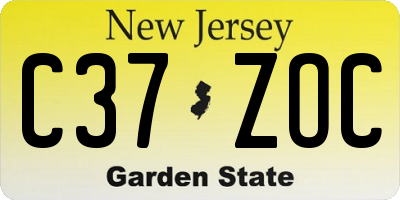 NJ license plate C37ZOC
