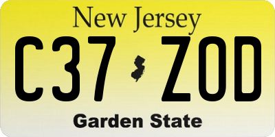 NJ license plate C37ZOD