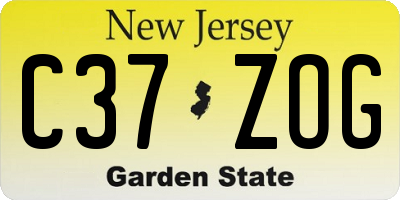 NJ license plate C37ZOG