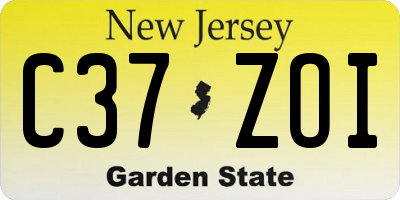 NJ license plate C37ZOI