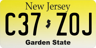 NJ license plate C37ZOJ