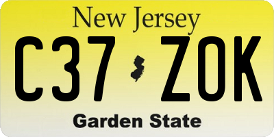 NJ license plate C37ZOK