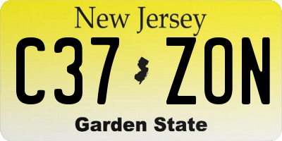 NJ license plate C37ZON