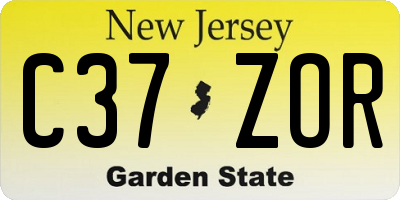 NJ license plate C37ZOR