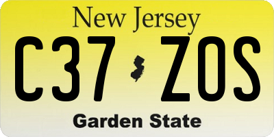 NJ license plate C37ZOS