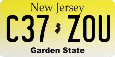 NJ license plate C37ZOU