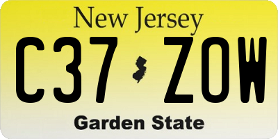 NJ license plate C37ZOW