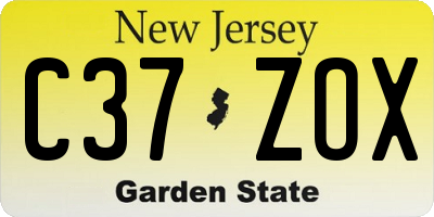 NJ license plate C37ZOX