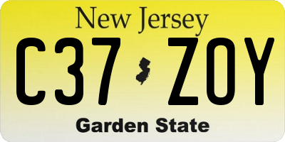 NJ license plate C37ZOY