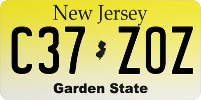 NJ license plate C37ZOZ