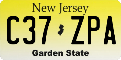 NJ license plate C37ZPA