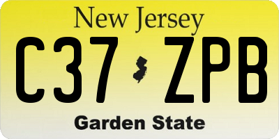 NJ license plate C37ZPB