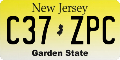 NJ license plate C37ZPC
