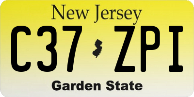 NJ license plate C37ZPI