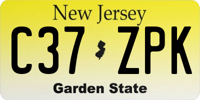 NJ license plate C37ZPK