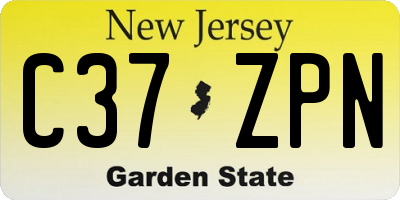 NJ license plate C37ZPN