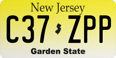 NJ license plate C37ZPP