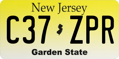 NJ license plate C37ZPR