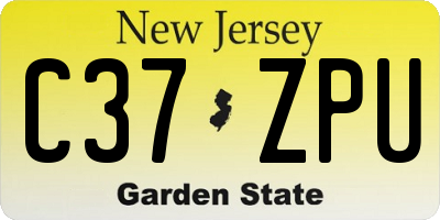NJ license plate C37ZPU