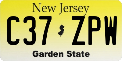 NJ license plate C37ZPW