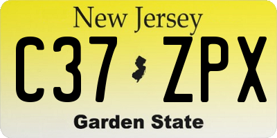 NJ license plate C37ZPX