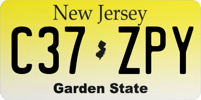 NJ license plate C37ZPY