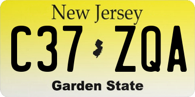 NJ license plate C37ZQA