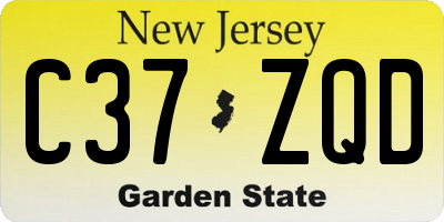 NJ license plate C37ZQD