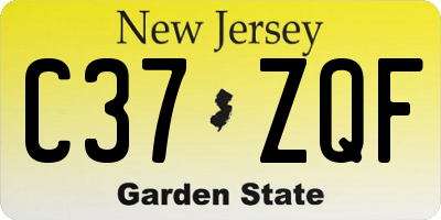 NJ license plate C37ZQF