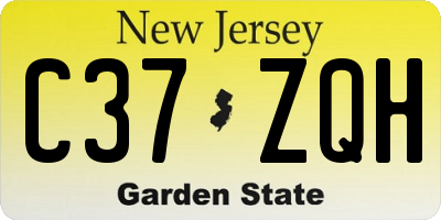 NJ license plate C37ZQH