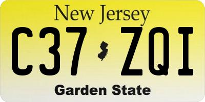 NJ license plate C37ZQI