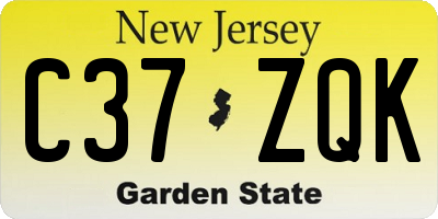NJ license plate C37ZQK