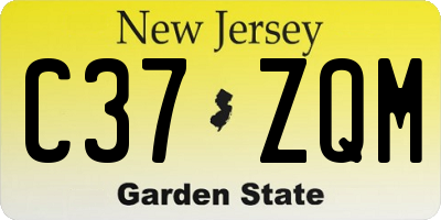 NJ license plate C37ZQM