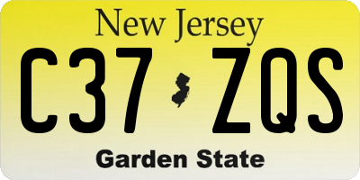 NJ license plate C37ZQS