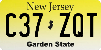 NJ license plate C37ZQT
