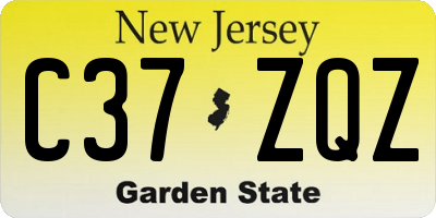 NJ license plate C37ZQZ
