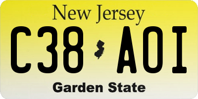 NJ license plate C38AOI