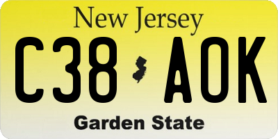 NJ license plate C38AOK