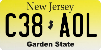 NJ license plate C38AOL