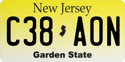 NJ license plate C38AON