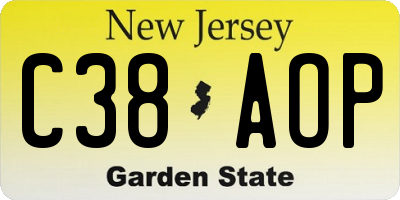 NJ license plate C38AOP